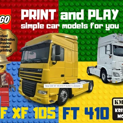 Mô hình in 3D xe đầu kéo DAF XF 105 FT 410 phong cách LEGO