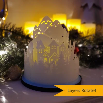 Ngôi Làng Trên Núi Mùa Đông - Đế Nến Tealight