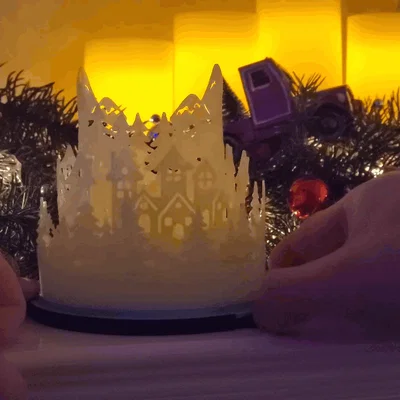 Ngôi Làng Trên Núi Mùa Đông - Đế Nến Tealight