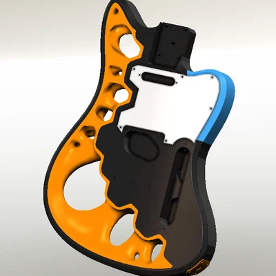 Thân đàn Prusacaster được tối ưu hóa cấu trúc hình học (Topology Optimized)