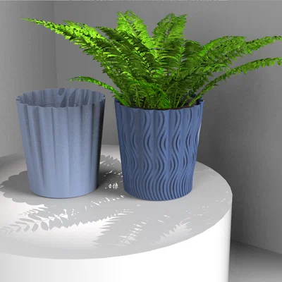 Mẫu chậu cây 3D để bàn: Thiết kế vân sóng và trơn hiện đại