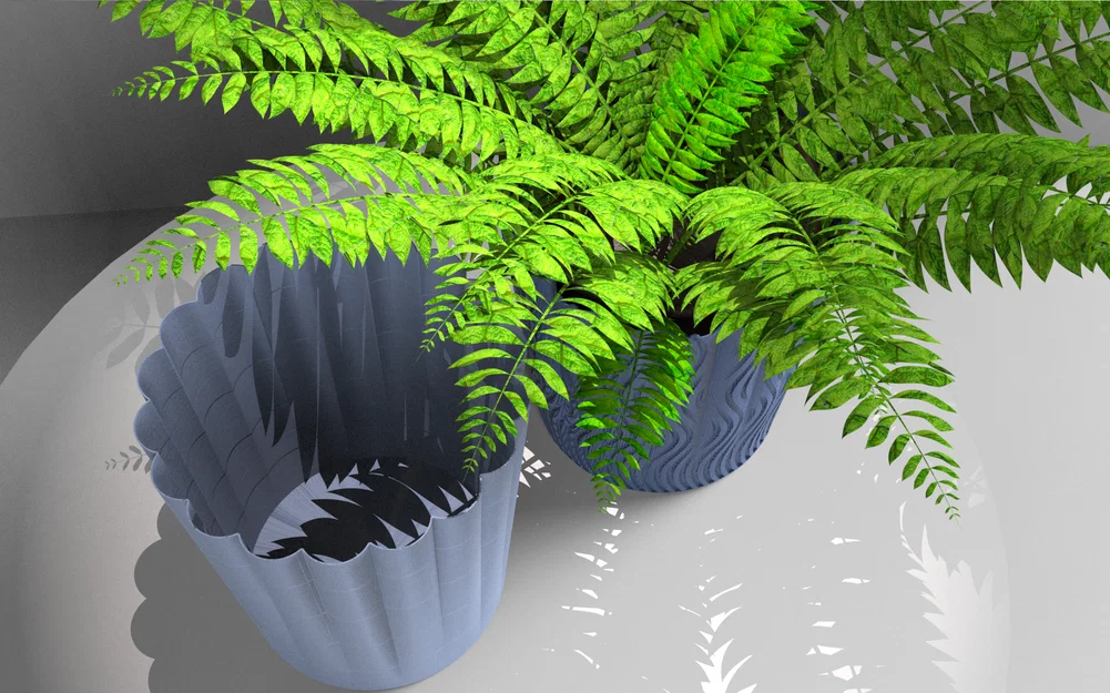 Mẫu chậu cây 3D để bàn: Thiết kế vân sóng và trơn hiện đại - Image 2