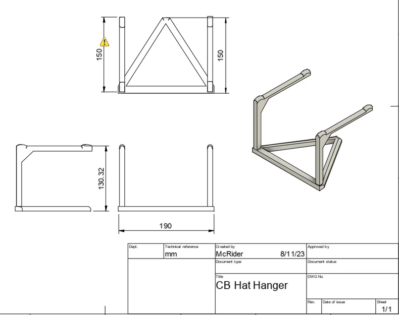 Giá đỡ mũ cao bồi (Cowboy Hat Hanger) in 3D đơn giản, chắc chắn - Image 3