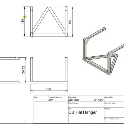 Giá đỡ mũ cao bồi (Cowboy Hat Hanger) in 3D đơn giản, chắc chắn