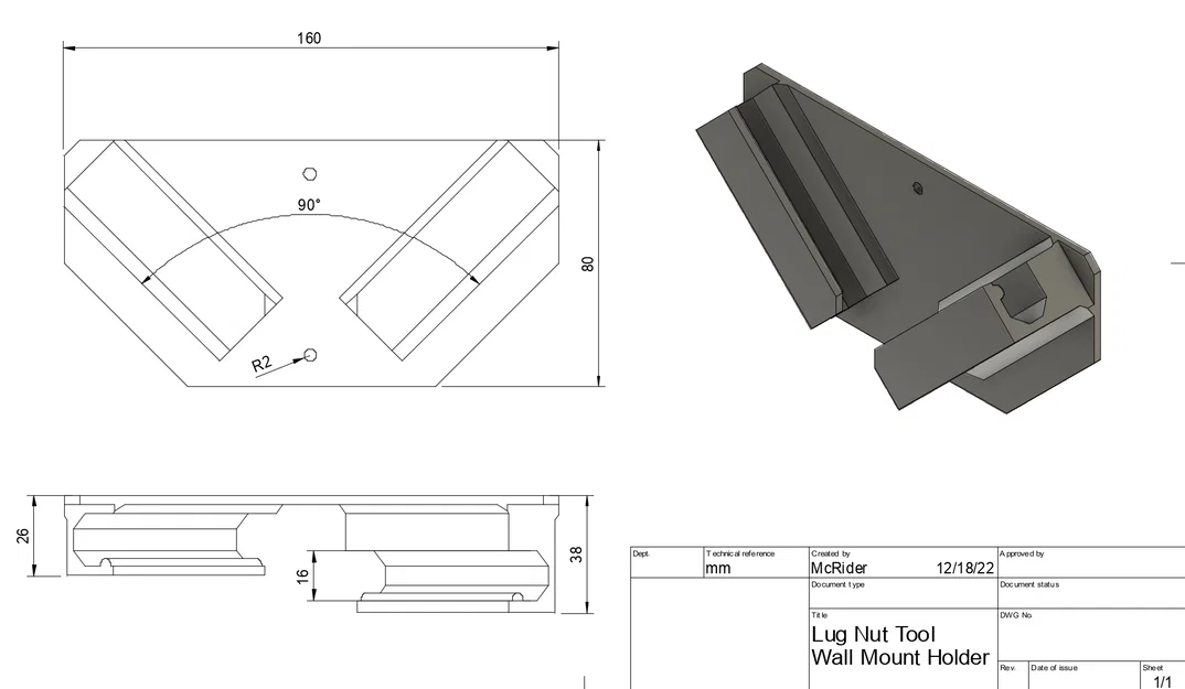 Giá treo cờ-lê tháo ốc bánh xe (Wheel Lug Nut Wrench Holder) - Image 2