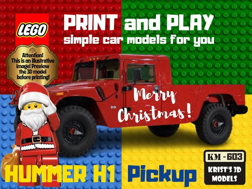 Mô hình Hummer H1 Pickup in 3D tương thích với LEGO siêu chất - Image 1