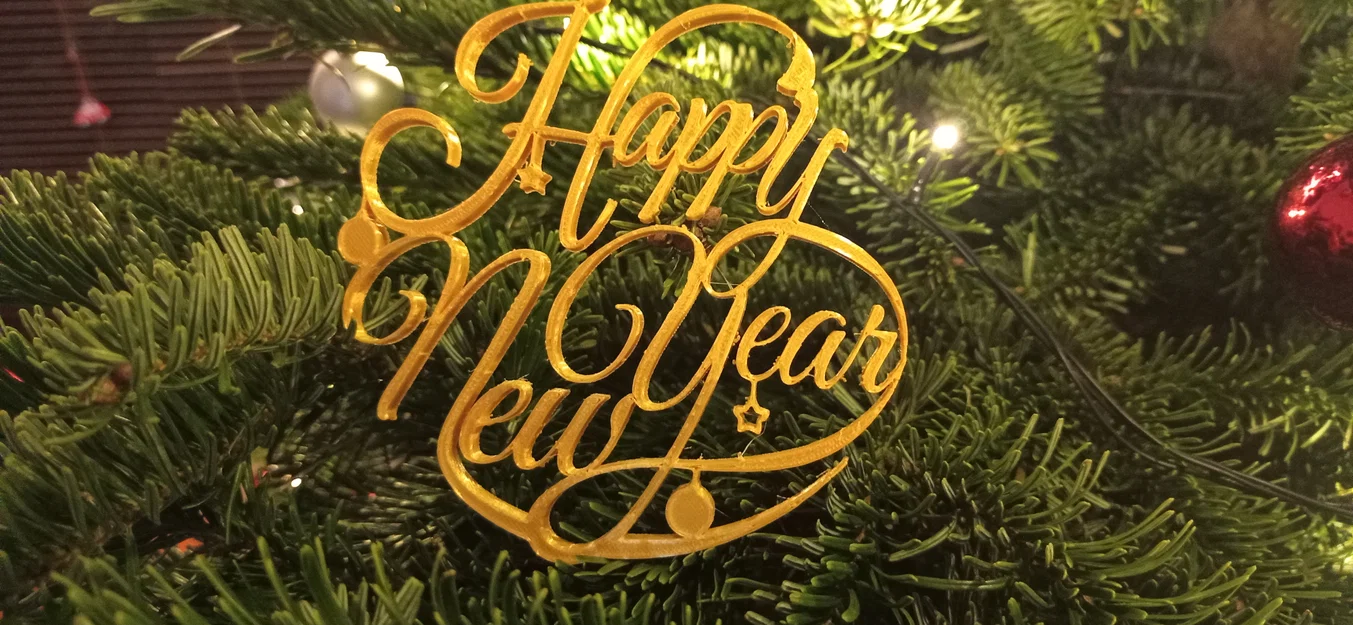 Mẫu in 3D biển trang trí Happy New Year tinh tế cho dịp lễ - Image 1