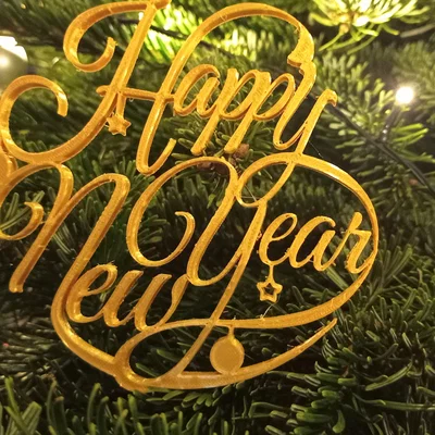 Mẫu in 3D biển trang trí Happy New Year tinh tế cho dịp lễ