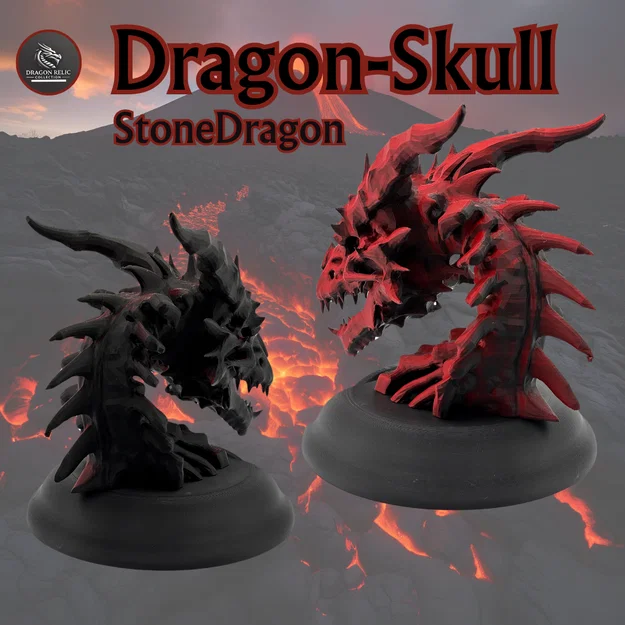 Mô hình hộp sọ Rồng Đá (Stone Dragon) kèm chân đế - Image 3