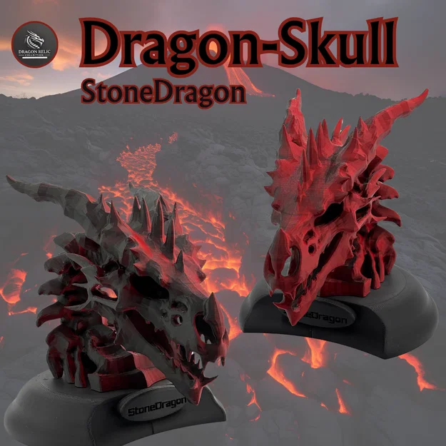 Mô hình hộp sọ Rồng Đá (Stone Dragon) kèm chân đế - Image 4