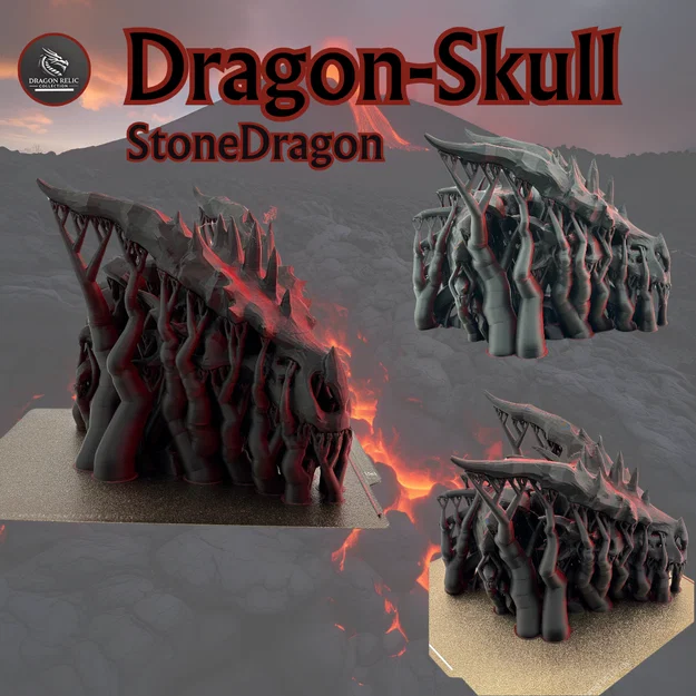 Mô hình hộp sọ Rồng Đá (Stone Dragon) kèm chân đế - Image 6