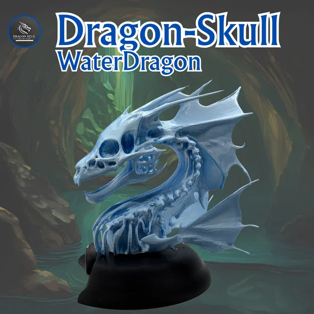 Mô hình hộp sọ Rồng Nước (Water Dragon) kèm chân đế - Image 1