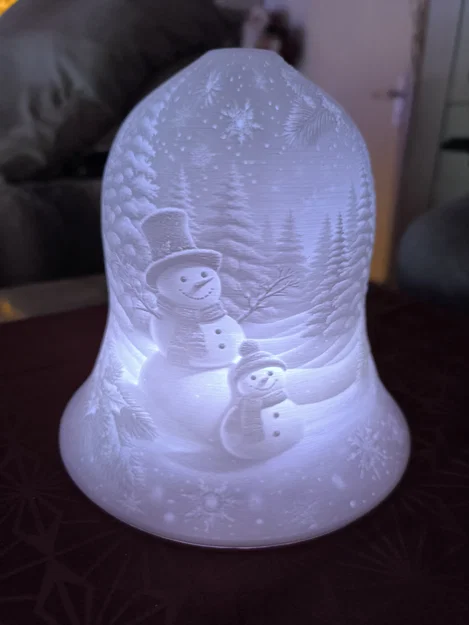 Mẫu in 3D đèn chuông Lithophane hình người tuyết cho Giáng sinh - Image 1
