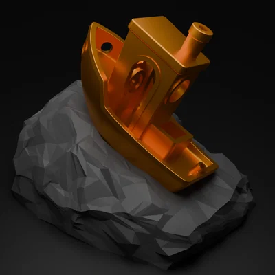 Đế trưng bày thuyền Benchy thiết kế hình tảng đá nghệ thuật