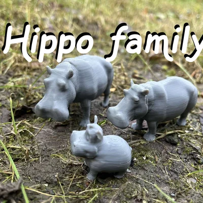 Mô hình Gia đình hà mã (Hippo family) đáng yêu