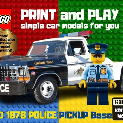 Mô hình đế xe bán tải cảnh sát Ford 1978 (phong cách LEGO)