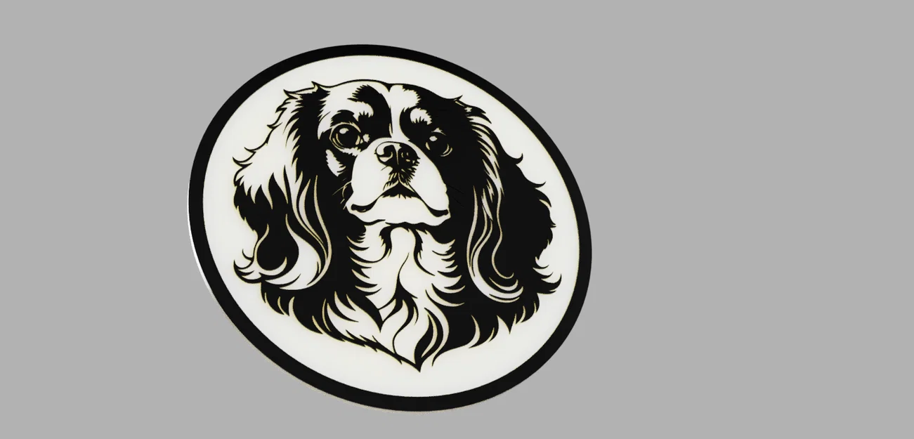 Miếng lót ly 3D hình chó Cavalier King Charles Spaniel (96mm) - Image 1