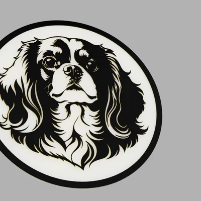 Miếng lót ly 3D hình chó Cavalier King Charles Spaniel (96mm)