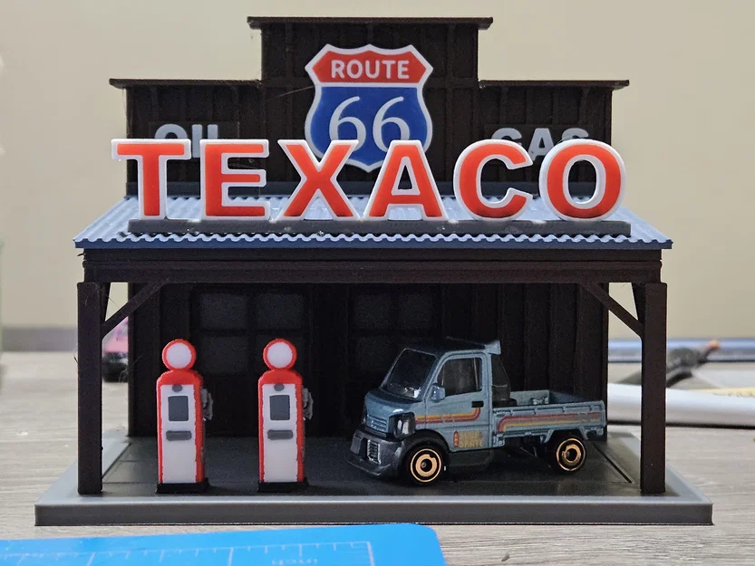 Mô hình trạm xăng cổ điển tỉ lệ 1:64 cho xe mô hình Hot Wheels - Image 1