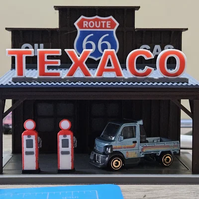 Mô hình trạm xăng cổ điển tỉ lệ 1:64 cho xe mô hình Hot Wheels