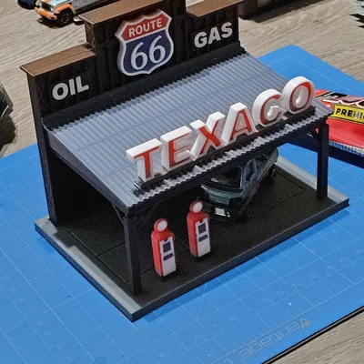 Mô hình trạm xăng cổ điển tỉ lệ 1:64 cho xe mô hình Hot Wheels