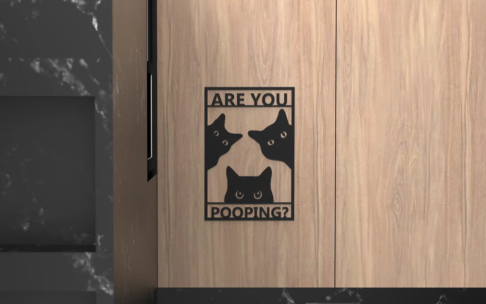 Bảng hiệu nhà tắm hình mèo - "Are you pooping?" - Image 1