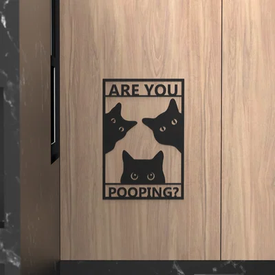 Bảng hiệu nhà tắm hình mèo - "Are you pooping?"