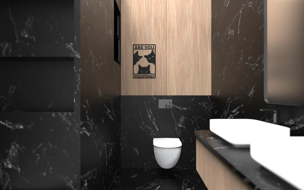 Bảng hiệu nhà tắm hình mèo - "Are you pooping?" - Image 2