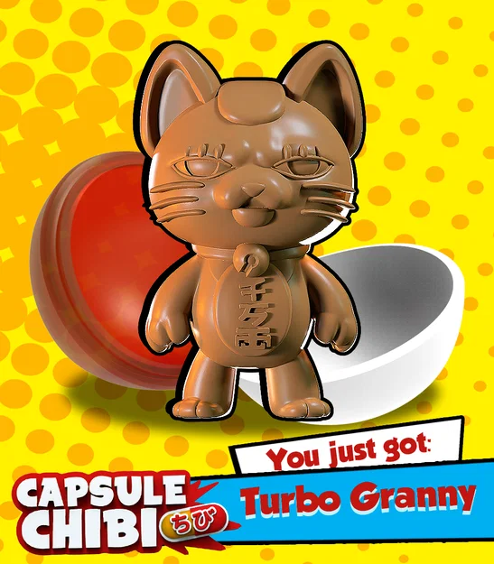 Mô hình 3D Turbo Granny phong cách Maneki Neko độc đáo - Image 1
