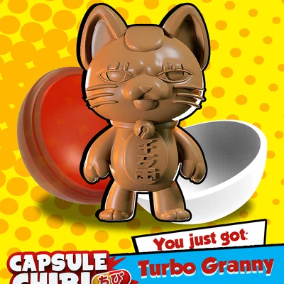 Mô hình 3D Turbo Granny phong cách Maneki Neko độc đáo