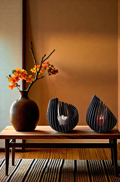 Chân nến Tealight trang trí 3D - Mẫu decor nan hiện đại - Image 1