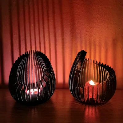 Chân nến Tealight trang trí 3D - Mẫu decor nan hiện đại