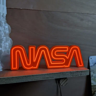 Bảng hiệu neon logo NASA dùng dây EL wire