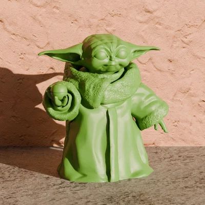 Mô hình 3D Baby Yoda Grogu cầm quả cầu trang trí Star Wars cực đẹp