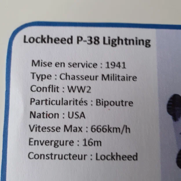 P38 Lightning Kit Card - Các Dòng Máy Bay Nổi Tiếng - Image 6