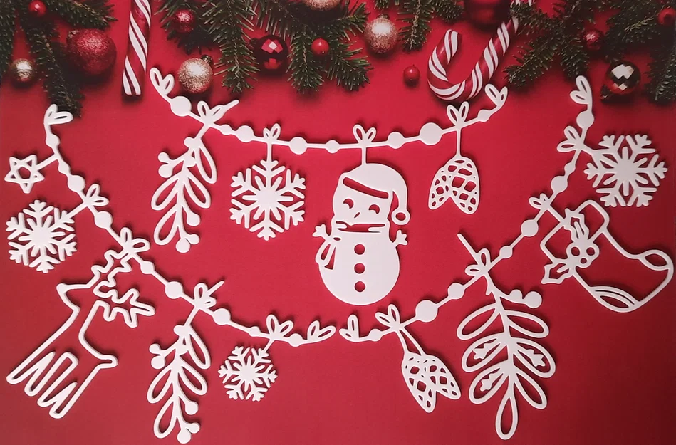 Dây treo trang trí Giáng sinh với người tuyết, tuần lộc và bông tuyết - Image 1