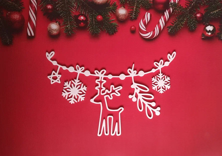 Dây treo trang trí Giáng sinh với người tuyết, tuần lộc và bông tuyết - Image 2