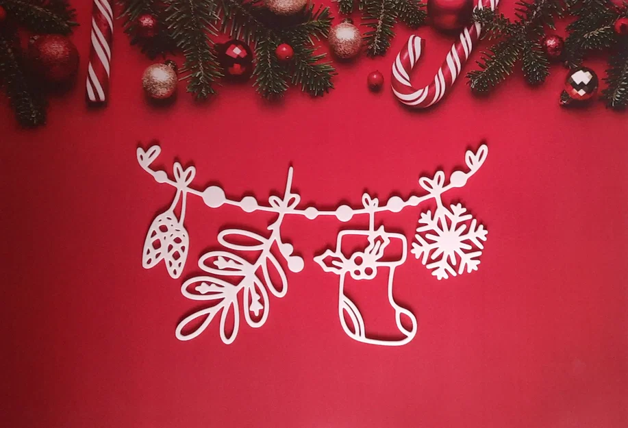 Dây treo trang trí Giáng sinh với người tuyết, tuần lộc và bông tuyết - Image 3