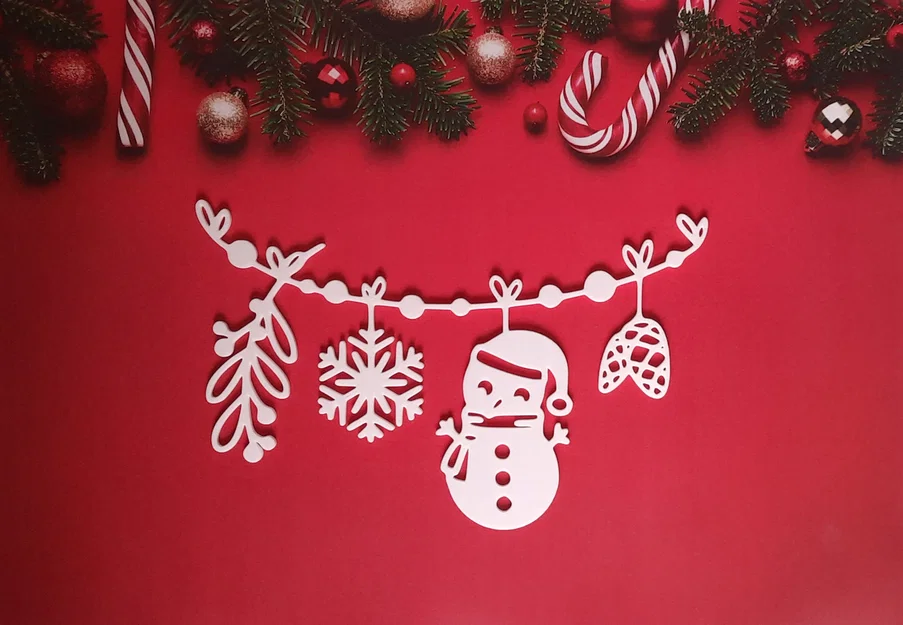Dây treo trang trí Giáng sinh với người tuyết, tuần lộc và bông tuyết - Image 4