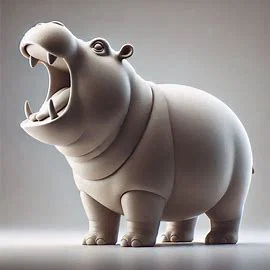 Mô hình 3D chú Hà mã đang gầm - Image 1