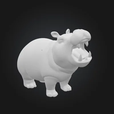 Mô hình 3D chú Hà mã đang gầm