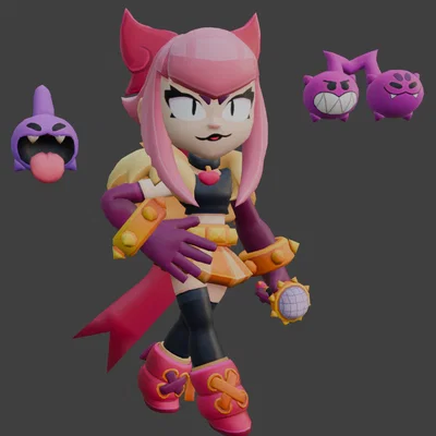 Mô hình 3D Melodie từ Brawl Stars - Thiết kế chi tiết cho fan