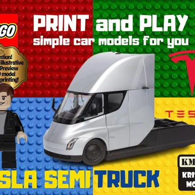Mô hình xe tải điện Tesla Semi in 3D tương thích với LEGO