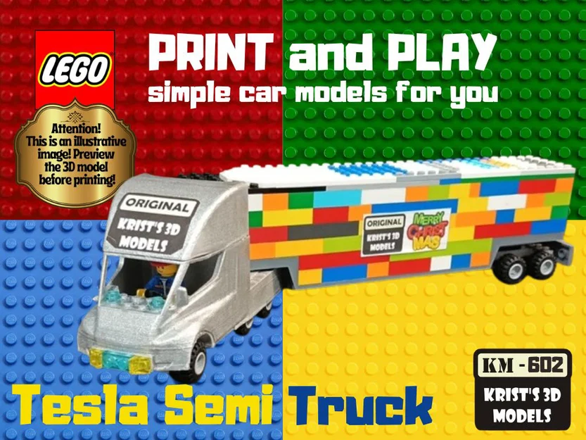 Mô hình xe tải điện Tesla Semi in 3D tương thích với LEGO - Image 2