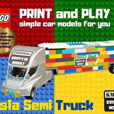 Mô hình xe tải điện Tesla Semi in 3D tương thích với LEGO