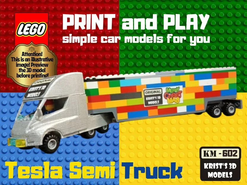 Mô hình xe tải điện Tesla Semi in 3D tương thích với LEGO - Image 6