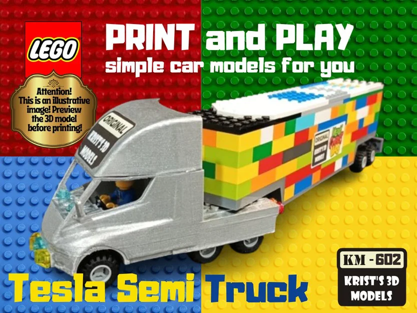 Mô hình xe tải điện Tesla Semi in 3D tương thích với LEGO - Image 7