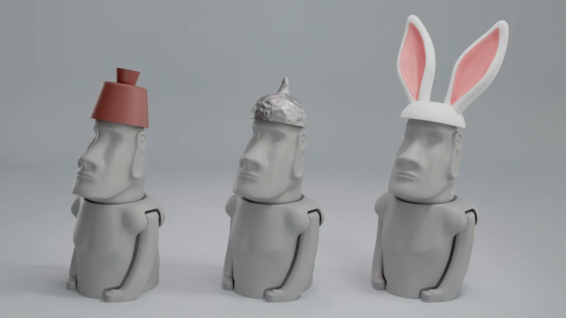 Tượng Moai Đảo Phục Sinh - Mô hình khớp nối Lễ Phục Sinh | In không cần support - Image 3