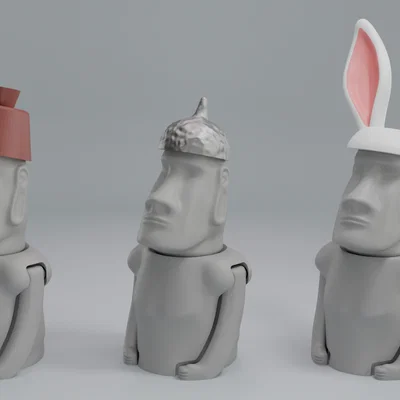 Tượng Moai Đảo Phục Sinh - Mô hình khớp nối Lễ Phục Sinh | In không cần support