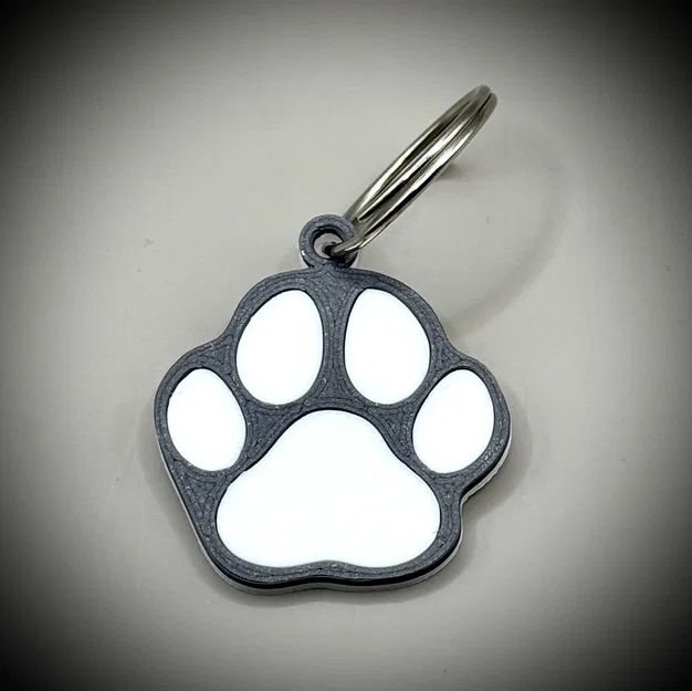Móc khóa hoặc thẻ treo túi hình bàn chân chó (2 mảnh ghép đa màu) - Image 1